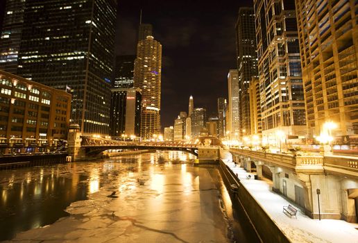 Chicago Downtown City  Night Photography