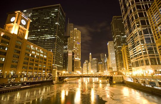 Chicago Downtown City  Night Photography