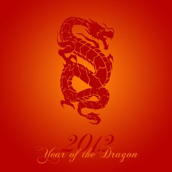 2012 Chinese Year of the Dragon on Red Background Illustration