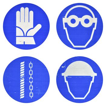 Protective wear and safety at work signs