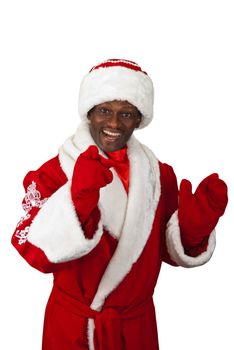 surprised black santa claus on a white background