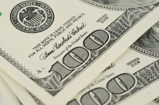 Close up view of pack dollar banknotes
