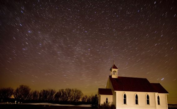 Star Trails Night Shot Church Canada