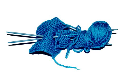 Yarn and knitting needles.