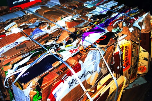 A stack of cardboard for recycling.