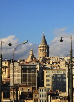 Antique Tower; Galata Tower in Istanbul-Turkey