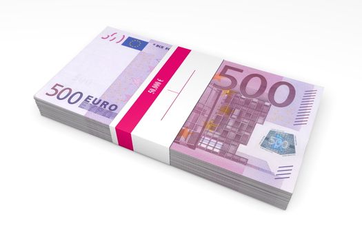 single packet of 500 Euro notes with bank wrapper - 50.000 Euros