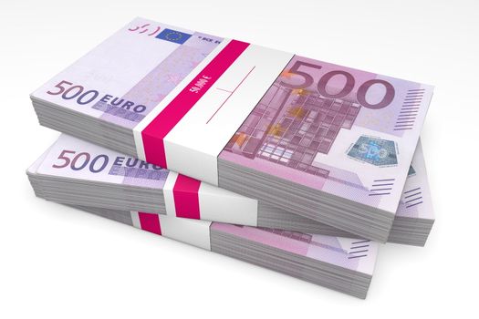 three packet of 500 Euro notes with bank wrapper - 50.000 Euros each