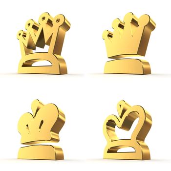 four different crown symbol designs in golden yellow