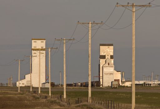 Grain Elevator and Full moon Saskatchewan Canada