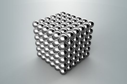 Cube from magnetic metal balls without Depth Of Field