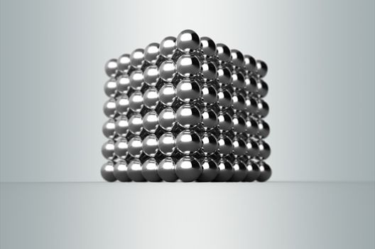 Cube from magnetic metal balls with Depth Of Field