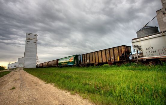 Storm Clouds over Grain Elevator Saskatchewan