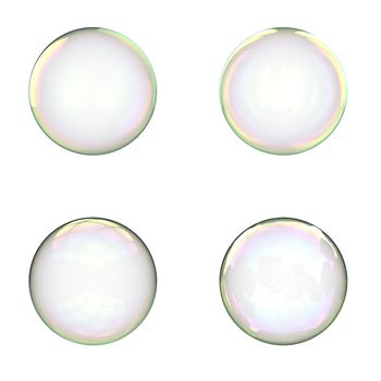 Soap bubbles isolated on white background