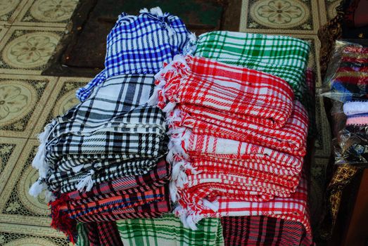 Arabian kufiyas for sale at a Sharm el-Sheikh market.
