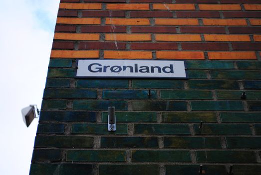Street sign of the Grønland district of Oslo, Norway.