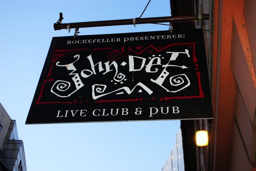 Sign of the John Dee live club & pub in Oslo, Norway.