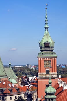 Royal Castle tower in Warsaw Old Town, Poland.