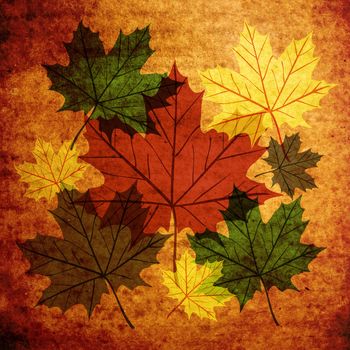 Fall leaves vintage abstract composition background