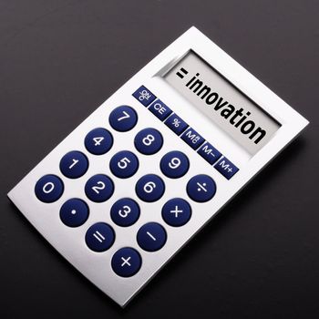 innovation concept with calculator showing future change