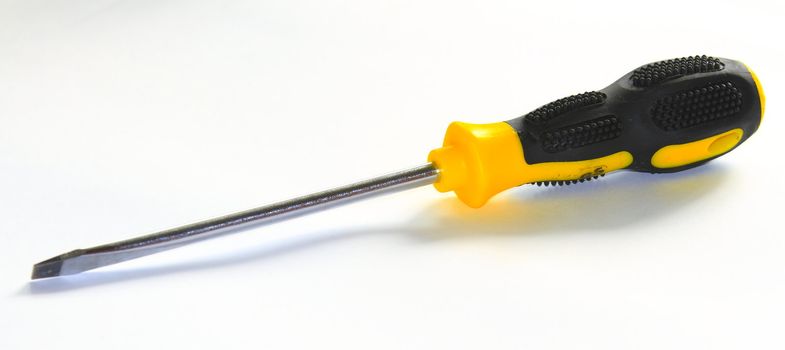 screwdriver handle with a gray color yellow and black on a white background