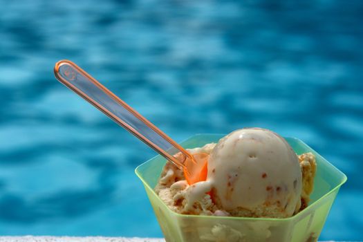 Icecream at the pool. on hot day