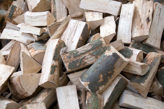 A pile of firewood for the fireplace.
