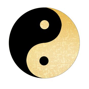 Yin-Yang symbol with chinese letter, The sign of the two elements.