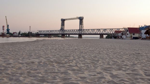 The railway drawbridge across the Dniestrovskiy firth in Ukraine