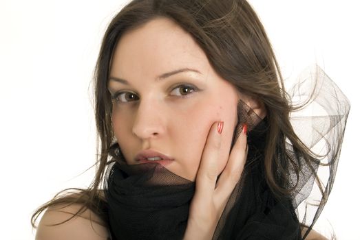 Portrait of a young beautiful brunette 