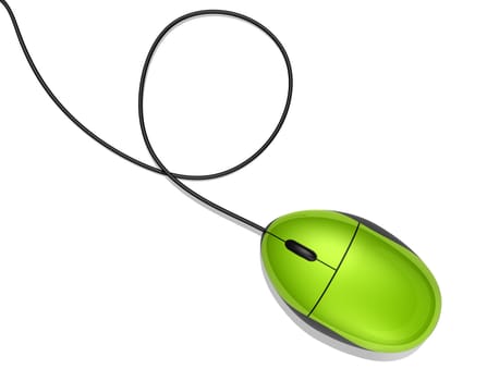 3D green computer mouse isolated on white