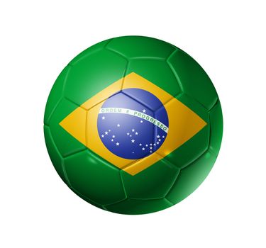 3D soccer ball with brazil flag, world football cup 2010. isolated on white with clipping path