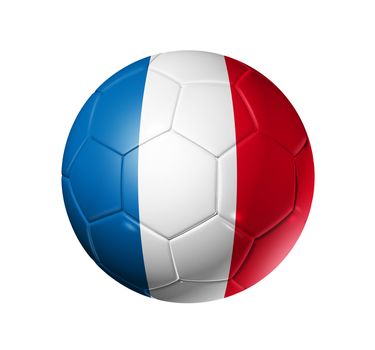 3D soccer ball with France team flag, world football cup 2010. isolated on white with clipping path