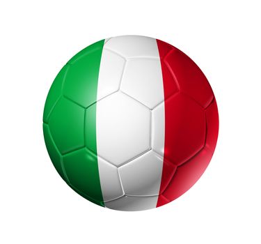 3D soccer ball with Italy team flag, world football cup 2010. isolated on white with clipping path