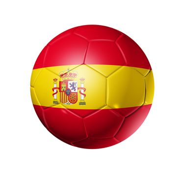 3D soccer ball with Spain team flag, world football cup 2010. isolated on white with clipping path