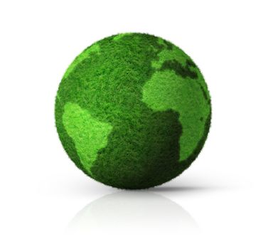 grass earth globe isolated on white - 3D ecology symbol
