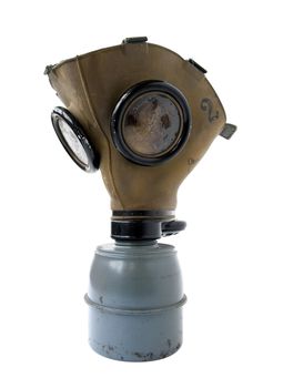 old gas mask on a white background