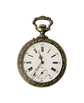 Old Pocket watch from the 1900s on a white background