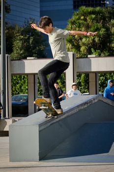 MAIA, PORTUGAL - OCTOBER 08: Daniel Ferreira during the Osiris Maia Skate Challenge on October 08, 2011 in Maia, Portugal.