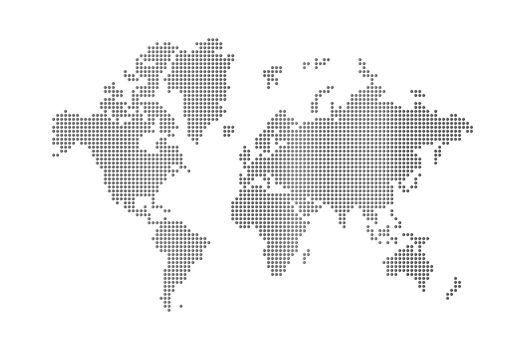 dots world map on white background