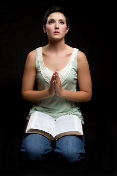 Religious christian bible praying woman