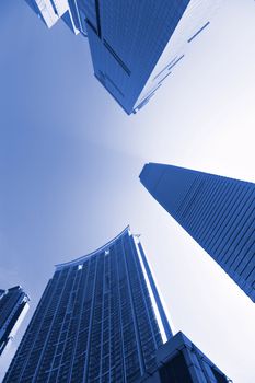 offices buildings in blue tone