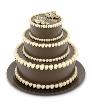 A beautiful wedding cake on a white background