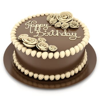 A beautiful wedding cake on a white background
