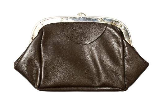Old purse isolated on white background 

