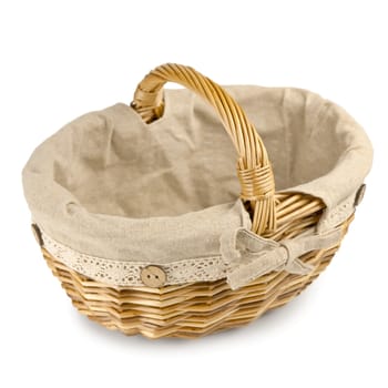 handmade wicker basket over the white background