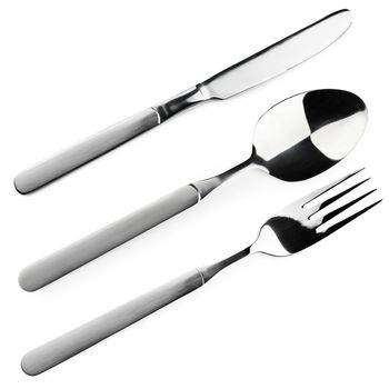 set of cutlery over the white background