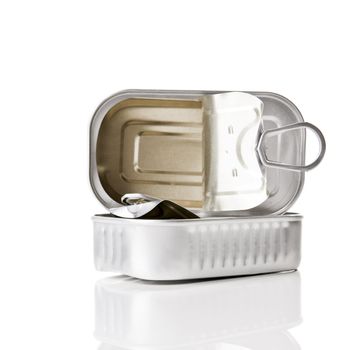 Sardine tin isolated over a  white background