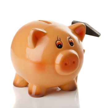 Piggy bank isolated over a white background