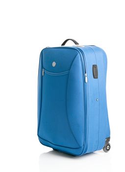 Blue suitcase isolated over a white background